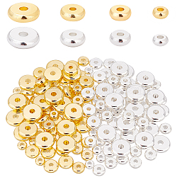 Elite 160Pcs 8 Style Brass Spacer Beads, Long-Lasting Plated, Flat Round, Mixed Color, 4~8mm, 20pcs/style(KK-PH0004-73)