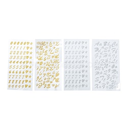 Nbeads Glitter Paper Stickers, with PVC Cover, with Number or Letter, Mixed Color, 8sheets/set(DIY-NB0005-20)