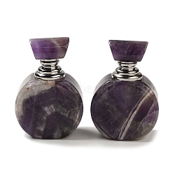 Natural Amethyst Dropper Perfume Bottles, with Stainless Steel Color Tone 304 Stainless Steel Findings, SPA Aromatherapy Essemtial Oil Empty Bottle, 4.2x2.35~2.4x6.1cm(DJEW-H010-04P-01)