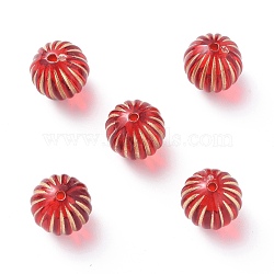 Plating Acrylic Beads, Metal Enlaced, Round, Red, 12mm, Hole: 1.5mm(X-OACR-P007-01)
