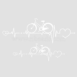 PVC Wall Stickers, for Wall Decoration, Heartbeat & Bicycle Pattern, White, 300x900mm(DIY-WH0377-054)