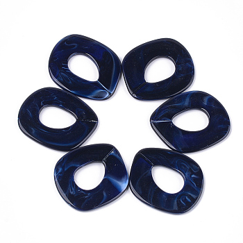 Acrylic Linking Rings, Quick Link Connectors, For Jewelry Chains Making, Imitation Gemstone Style, Dark Blue, 51.5x45x3.5mm, Hole: 23x16mm, about: 78pcs/500g