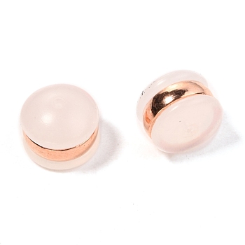 TPE Plastic Ear Nuts, with 316 Surgical Stainless Steel Findings, Earring Backs, Half Round/Dome, Rose Gold, 4x5.5mm