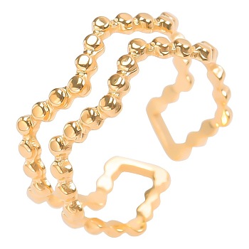 Fashionable Titanium Steel Wave Open Cuff Ring for Women Men, Golden