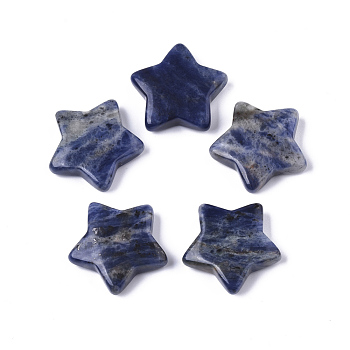 Natural Sodalite Star Shaped Worry Stones, Pocket Stone for Witchcraft Meditation Balancing, 29.5x31x8.5mm