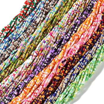 Handmade Czech Lampwork Beads Strands, Disc Beads, Mixed Color, 2.5x2mm, Hole: 1mm, about 224pcs/strand, 15.55 inch(39.5cm)