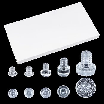 150Pcs 5 Style Synthetic Rubber Cabinet Bumper Anti Collision Pad, for Table Top Furniture Embedded, Clear, 7~20x8~16mm, Pin: 5~6mm, 30pcs/style