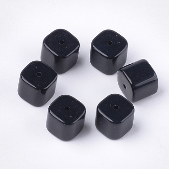 Acrylic Beads, Cube, Black, 14x15.5x15.5mm, Hole: 2mm, about 145pcs/500g