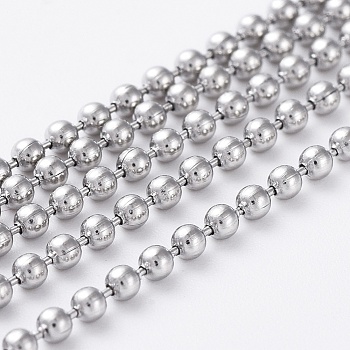 304 Stainless Steel Ball Chains, Stainless Steel Color, 1.5mm