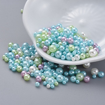 ABS Plastic Imitation Pearl, No Hole Beads, UV Resin Filler, Epoxy Resin Jewelry Making, Round, Sky Blue, 2.3~4.7mm, about 250pcs/bag