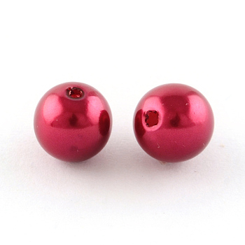 ABS Plastic Imitation Pearl Round Beads, Fuchsia, 20mm, Hole: 2.5mm