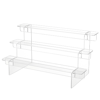 3-Tier Transparent Acrylic Minifigures Display Risers, for Models, Building Blocks, Doll Display Holder, Clear, Finished Product: 29.8x15x15.3cm