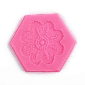 Flower Silicone Molds, Food Grade Fondant Molds, For DIY Cake Decoration, Chocolate, Candy, UV Resin & Epoxy Resin Craft Making, Deep Pink, 70x60x5mm