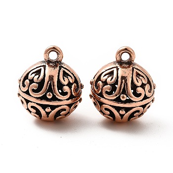 Alloy Pendants, Round Charm, Red Copper, 23x19mm, Hole: 2.1mm