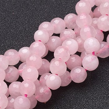 Natural Rose Quartz Beads Strands, Faceted,  Round, Pink, 6mm, Hole: 1mm, about 30pcs/strand, 7.5 inch