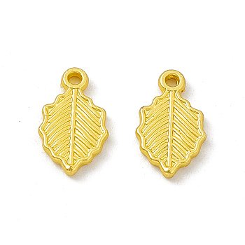 Rack Plating Alloy Charms, Cadmium Free & Lead Free & Nickle Free, Leaf, Matte Gold Color, 10.5x6x1.2mm, Hole: 0.9mm