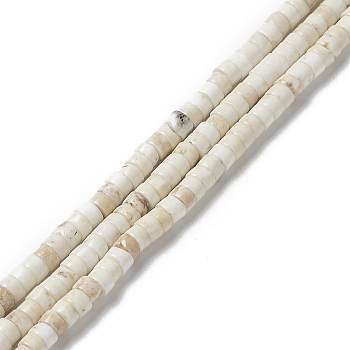 Natural Howlite Beads Strands, Flat Round/Disc, Heishi Beads, 3x1.5~2mm, Hole: 1mm, about 201~203pcs/strand, 15.12~15.20''(38.4~38.6cm)