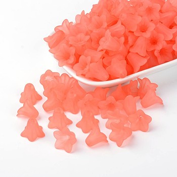 Transparent Acrylic Beads, Flower, Frosted, Coral, 14x10.5mm, Hole: 1.5mm, about 770pcs/500g