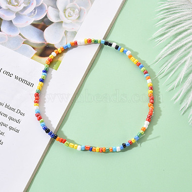 8/0 Opaque Colors Rainbow Plated Round Glass Seed Beads(SEED-YW0001-13)-6