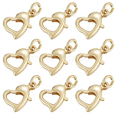Real 18K Gold Plated Heart Brass Lobster Claw Clasps