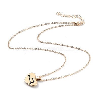 Golden Plated Heart with Constellation/Zodiac Sign Alloy Enamel Pendant Necklaces(NJEW-H214-A04-G)-4