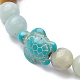 Natural Flower Amazonite & Synthetic Turquoise Turtle Beaded Stretch Bracelet(BJEW-JB09699-01)-3