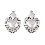 304 Stainless Steel Pendants, Sacred Heart Charms, Stainless Steel Color, 20x14x2mm, Hole: 1.2mm(STAS-L317-22P)