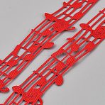 100 Yards Polyester Musical Note Lace Trim, for Garment Decoration, Red, 1-1/8 inch(28.5mm)(OCOR-WH0100-41B)
