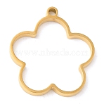 304 Stainless Steel Open Back Bezel Flower Pendants, For DIY UV Resin, Epoxy Resin, Pressed Flower Jewelry, Real 18K Gold Plated, 30x27.5x3mm, Hole: 2.2mm, Inner Diameter: 22.5x25.5mm(STAS-Z040-13G)