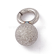 304 Stainless Steel Pendants, Textured, Round Charm, Stainless Steel Color, 6x3mm, Hole: 1.6mm(STAS-E179-04A-P)