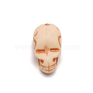 Opaque Acrylic Beads, for Halloween, Skull, Bisque, 21.5x11.5x12mm, Hole: 2.5mm(SACR-WH0006-02B)