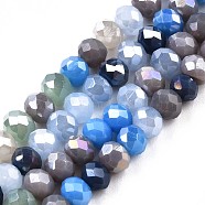 Glass Beads Strands, AB Color Plated, Faceted, Rondelle, Cornflower Blue, 3.5x3mm, Hole: 0.8mm, about 132~140pcs/strand, 14.80 inch~15.16 inch(37.6cm~38.5cm)(X-GLAA-T006-16D)