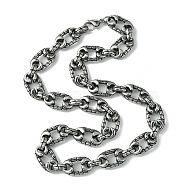304 Stainless Steel Necklaces, Oval, Antique Silver, 22.24 inch(56.5cm)(NJEW-C050-03AS)