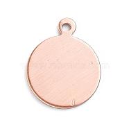 Brass Charms, Stamping Blank Tag, Long-Lasting Plated, Flat Round, Brushed Red Copper, 15x12x1mm, Hole: 1.2mm(KK-E784-04R)