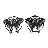 Spray Printed 430 Stainless Steel Pendants, Etched Metal Embellishments, Black, Butterfly, 28x31x0.3mm, Hole: 1.4mm(STAS-P359-01A)