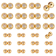 Elite 24Pcs 2 Style Brass Beads, with Rubber Inside, Slider Beads, Stopper Beads, Round, Golden, 8x4x3.4mm and 5.6x3x2mm, 12pcs/style(FIND-PH0008-67)