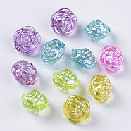3D Transparent Acrylic Beads, AB Color Plated, Flower, Mixed Color, 13x11mm, Hole: 1.6mm, about 680pcs/500g(TACR-Q270-002)