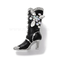 Fashion Platinum Zinc Alloy Enamel Pins, Rhinestones Brooches for Backpack Clothes, Shoes, 38x25mm(JEWB-D068-01P-02)