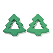 Christmas Theme Opaque Acrylic Beads, Christmas tree, Green, 40.5x39.5x6mm, Hole: 2.8mm(MACR-S002-02A)