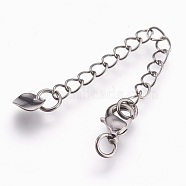 Eco-Friendly Brass Chain Extender, with Lobster Claw Clasps, Cadmium Free & Nickel Free & Lead Free, Long-Lasting Plated, Flat Round, Gunmetal, 68~73x3mm, Hole: 2.5mm, Clasps: 10x6x3mm(KK-I633-04B-NR)