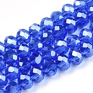 Electroplate Glass Beads Strands, Pearl Luster Plated, Faceted, Rondelle, Medium Blue, 2.5x2mm, Hole: 0.4mm, about 170pcs/strand, 11.8 inch(30cm)(EGLA-A034-T1mm-A32)