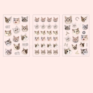 3 Sheets PVC Waterproof Decorative Kitten Stickers, Self-adhesive Cat Decals, for DIY Scrapbooking, Gainsboro, Packing: 150x95mm(PW-WG20114-02)