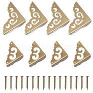 8 Sets 2 Styles Triangle Brass Corner Protectors, For Furniture Jewelry Box Decoration, Antique Bronze, 40~66x41~66x12mm, Hole: 2mm, 4 sets/style(KK-GL0001-04)