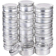 Round Aluminium Tin Cans, Aluminium Jar, Storage Containers for Cosmetic, Candles, Candies, with Screw Top Lid, Platinum, 7~8.6x2.4~3.5cm, Capacity: 60~100ml, 24pcs/box(CON-BC0004-99P)