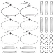 DIY Blank Rectangle Link Slider Bracelet Making Kit, Including 304 Stainless Steel Bracelet Making & Links Connectors, Stainless Steel Color, 38Pcs/box(STAS-UN0039-30)