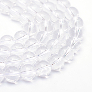 Round Natural Quartz Crystal Bead Strands, 4~5mm, Hole: 1mm, about 95pcs/strand, 14.6~15.2 inch(X-G-R345-4mm-22)