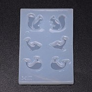 DIY Earring Silicone Molds, Resin Casting Pendant Molds, For UV Resin, Epoxy Resin Jewelry Making, Squirrel & Fish & Dolphin, White, 63x43x6mm, Inner Diameter: 10~12x13~15mm(DIY-TAC0013-33)