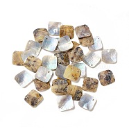 Natural Akoya Shell Pendants, Mother of Pearl Shell, Rhombus Charms, Seashell Color, 19.5~20x19.5~20x1.5~3mm, Hole: 1.5mm(BSHE-Z003-29B)