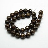 Round Natural Bronzite Beads Strands, Coffee, 8mm, Hole: 1mm, about 47pcs/strand, 15.3 inch(G-P059B-01)