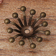 Brass Bead Caps, Hair Stick Accessories, Flower, Antique Bronze, 13mm(X-OHAR-PW0003-121E)